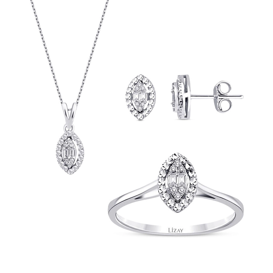 0.21 Karat Pırlanta Damla Baget Set - 1