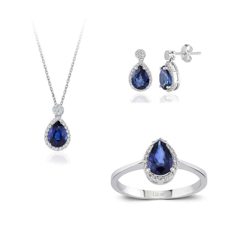 3.22 Karat Pırlanta Safir Set - 1