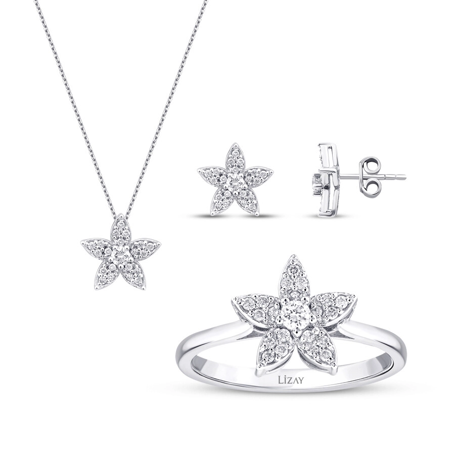 0.66 Karat Pırlanta Çiçek Set - 1