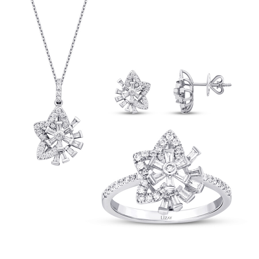 0.94 Karat Pırlanta Baget Yıldız Set - 1