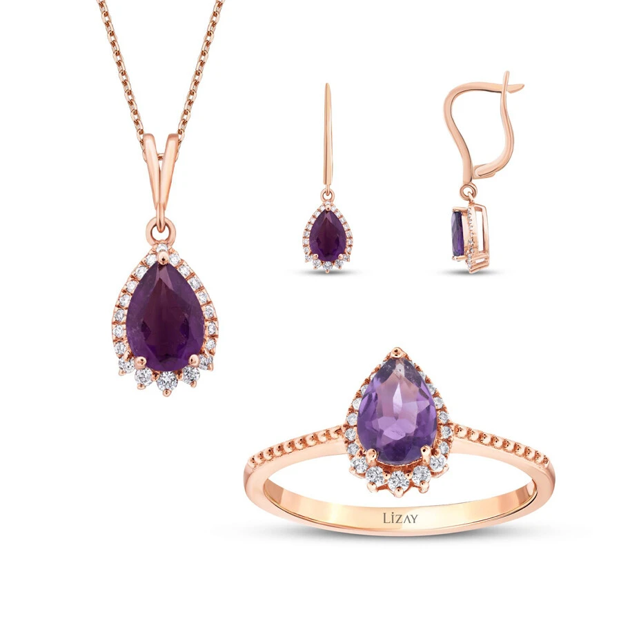 2.45 Karat Pırlanta Ametist Set - 1