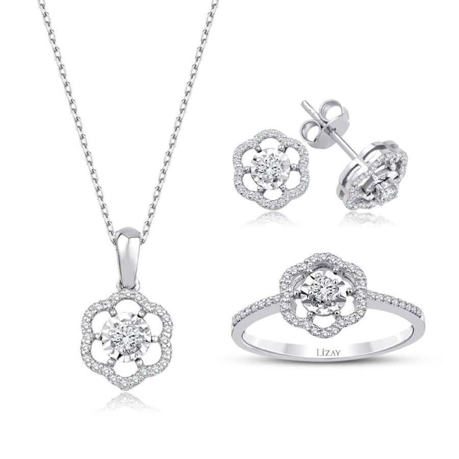 0.64 Karat Pırlanta Çiçek Trend Set - 1