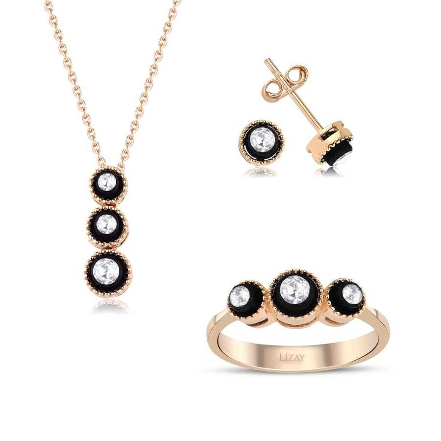 0.26 Karat Pırlanta Üçtaş Elmas Set - 1