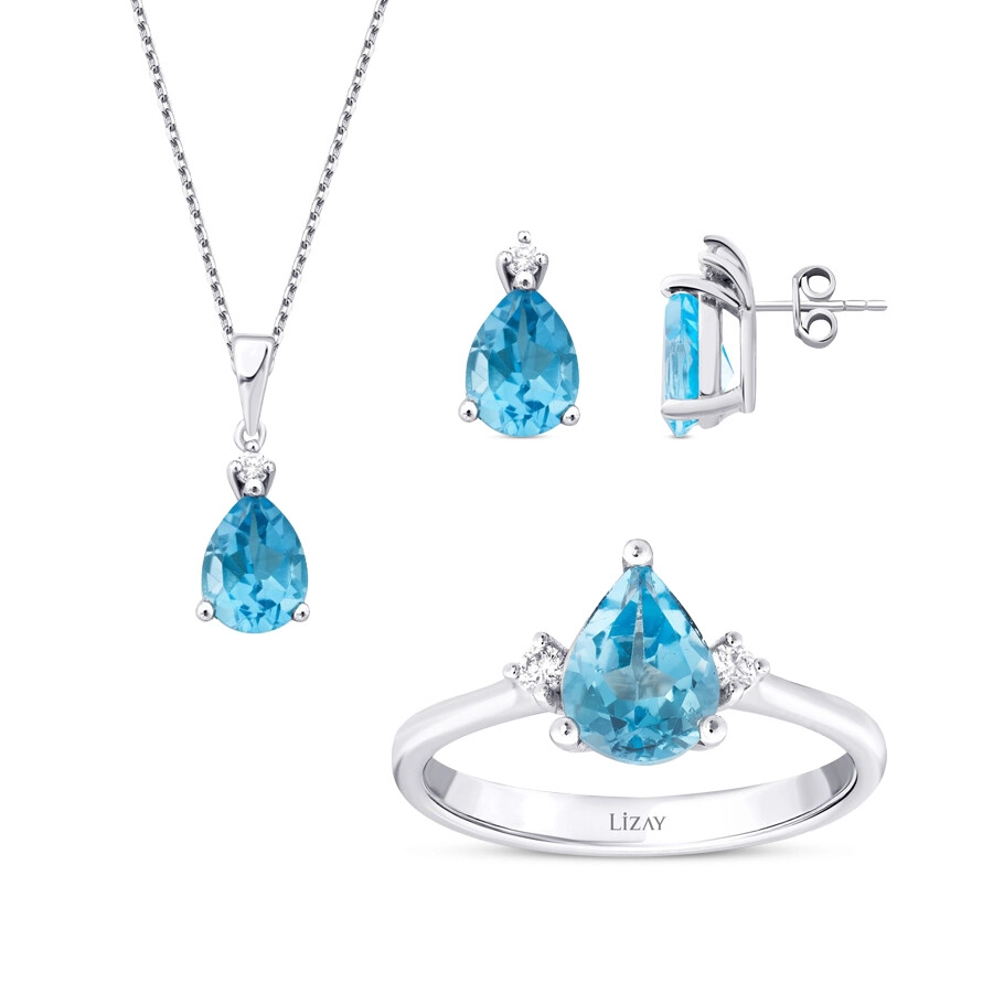 5.00 Karat Pırlanta Blue Topaz Set - 1