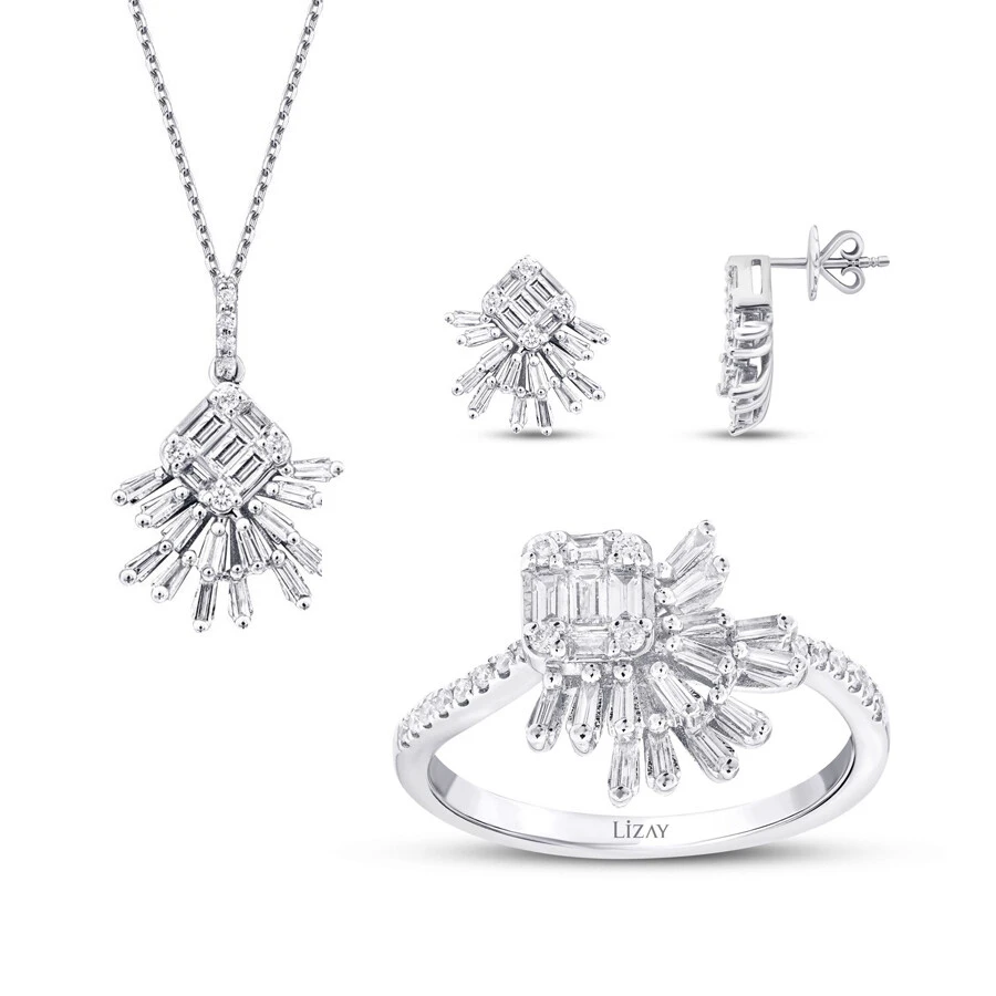 1.28 Karat Pırlanta Baget Set - 1