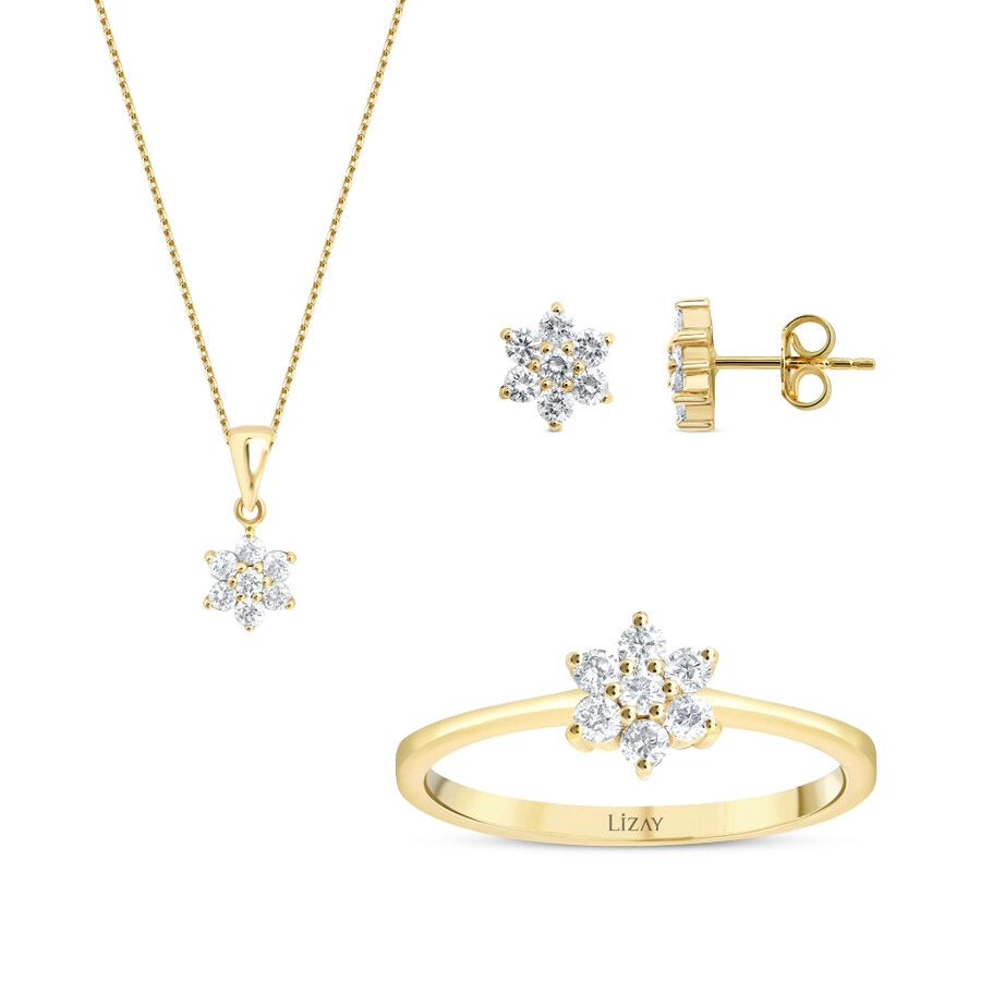 0.97 Karat Pırlanta Çiçek Set - 1