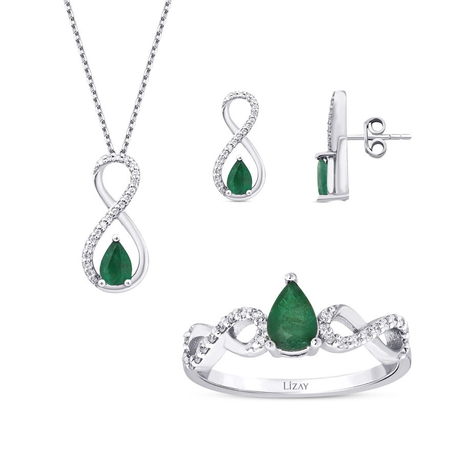 1.61 Karat Pırlanta Zümrüt Set - 1
