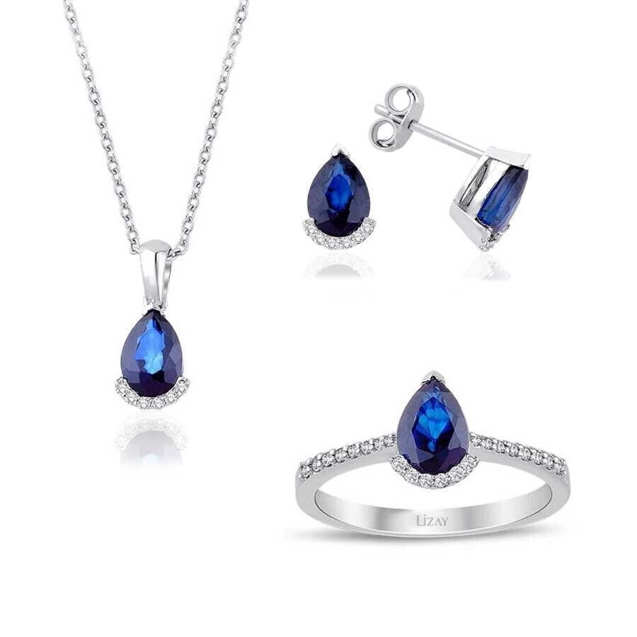 3.65 Karat Pırlanta Safir Set - 1
