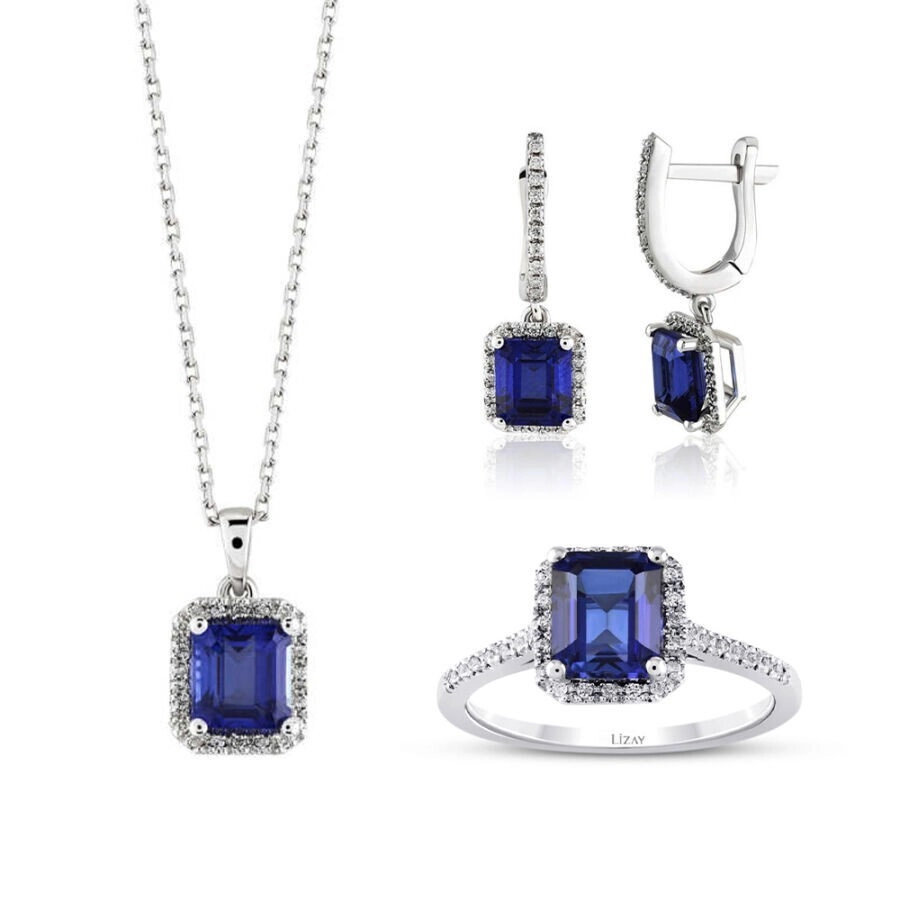 5.05 Karat Pırlanta Safir Set - 1