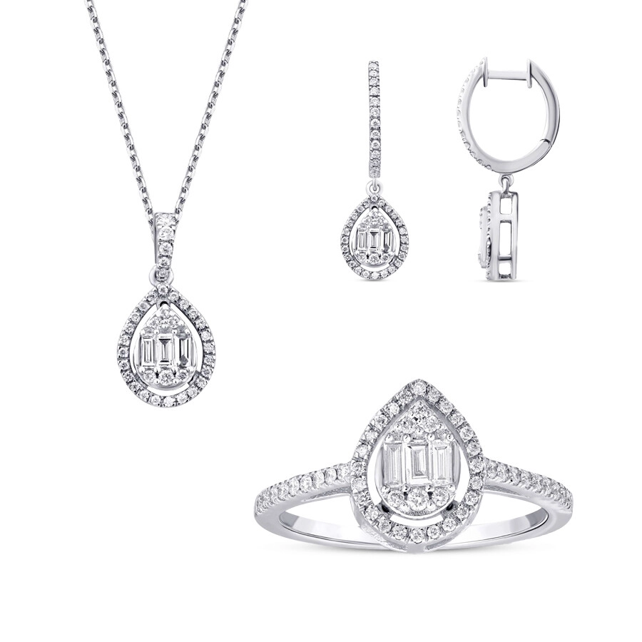 0.88 Karat Pırlanta Damla Baget Set - 1