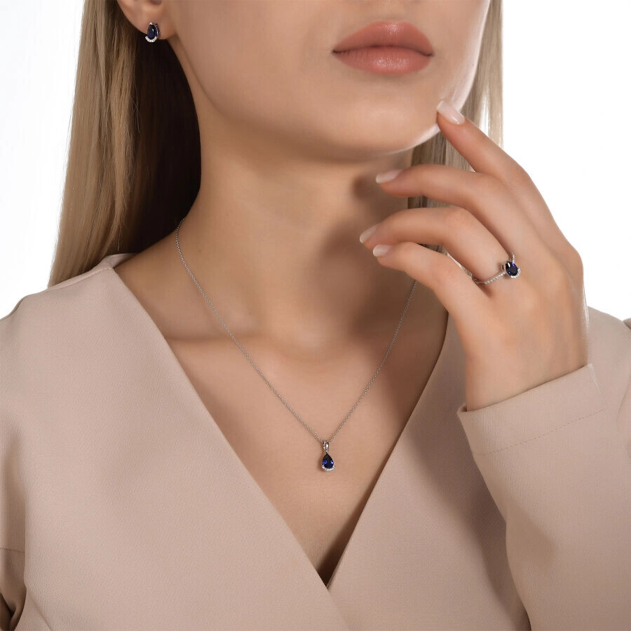 3.65 Karat Pırlanta Safir Set - 2