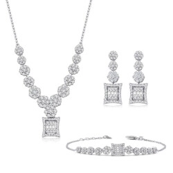 1.58 Karat Pırlanta Baget Çiçek Set