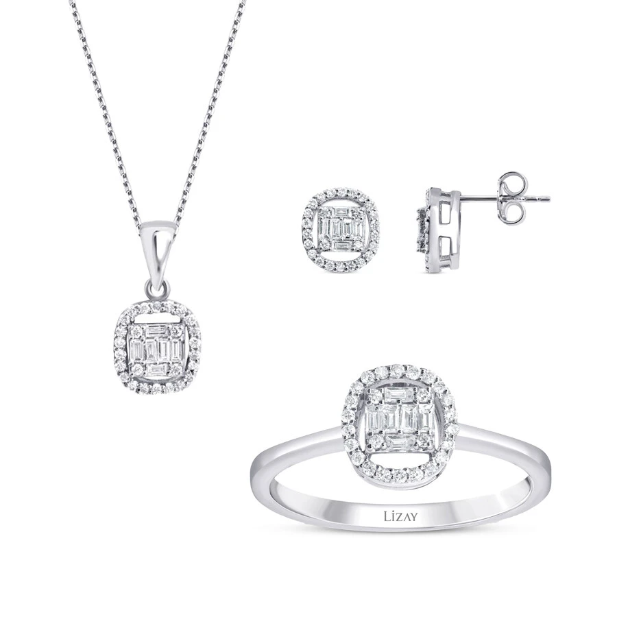 0.66 Karat Pırlanta Baget Set - 1