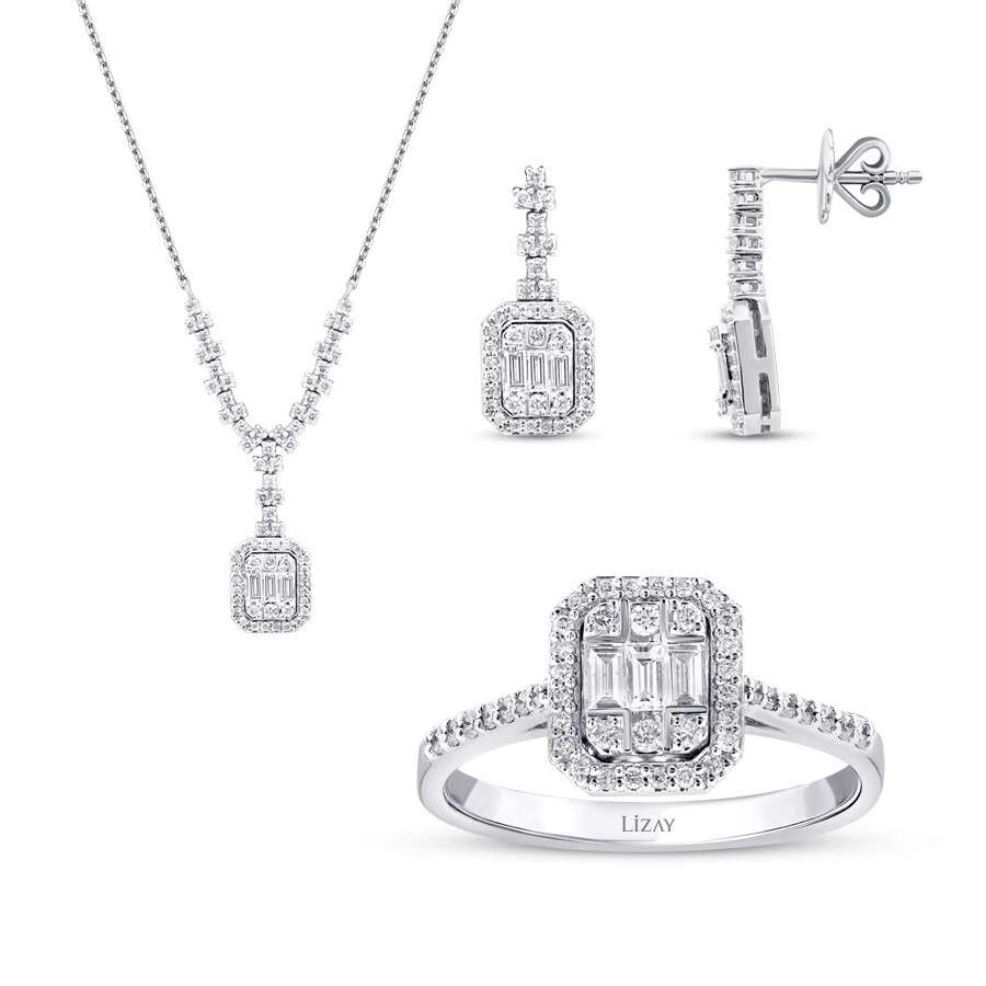 1.39 Karat Pırlanta Baget Set - 1