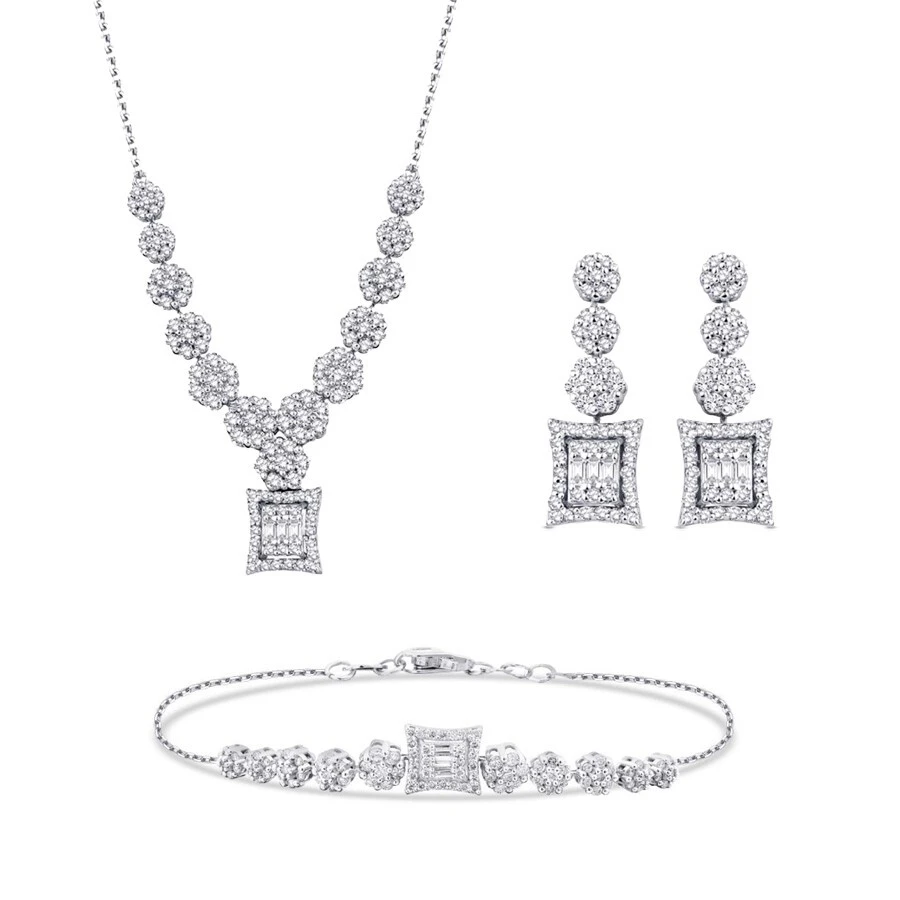 1.58 Karat Pırlanta Baget Çiçek Set