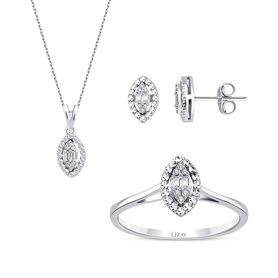 0.21 Karat Pırlanta Damla Baget Set