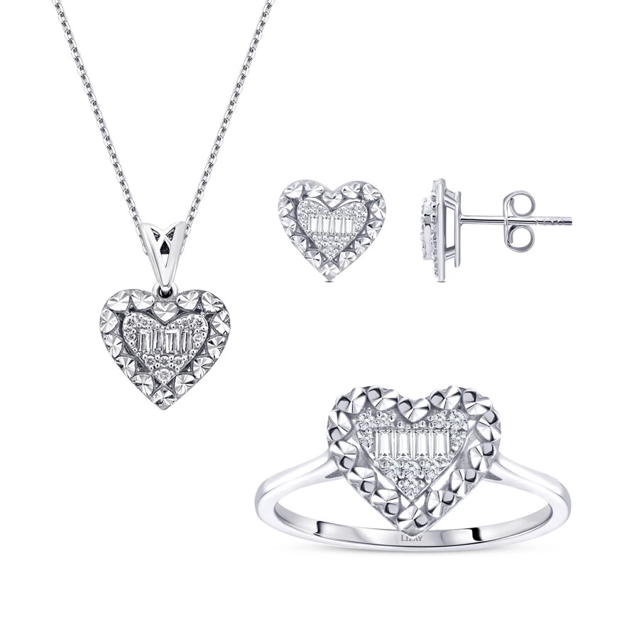 0.40 Karat Pırlanta Baget Kalp Set
