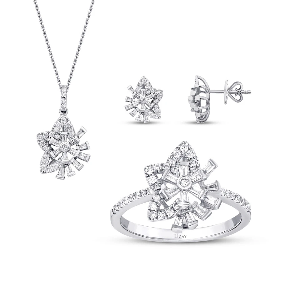 0.94 Karat Pırlanta Baget Yıldız Set - 1