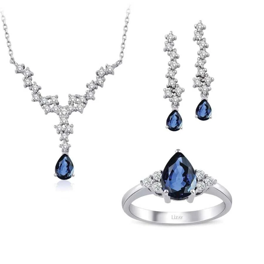 3.22 Karat Pırlanta Safir Set - 1