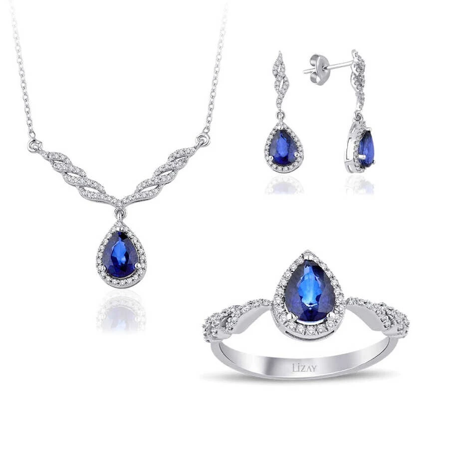 3.65 Karat Pırlanta Safir Set - 1