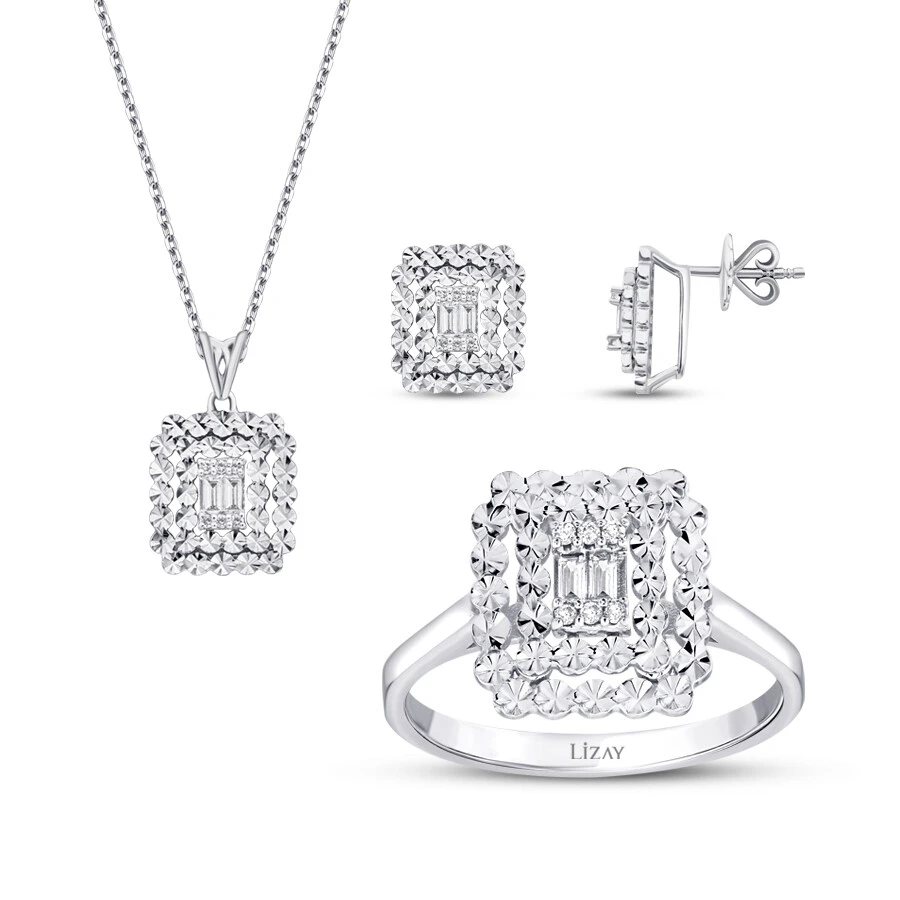 0.35 Karat Pırlanta Baget Set - 1