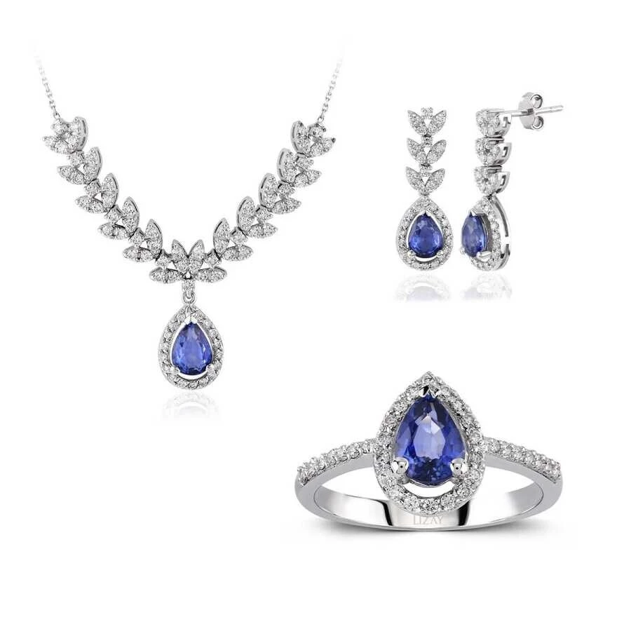 4.07 Karat Pırlanta Safir Set - 1