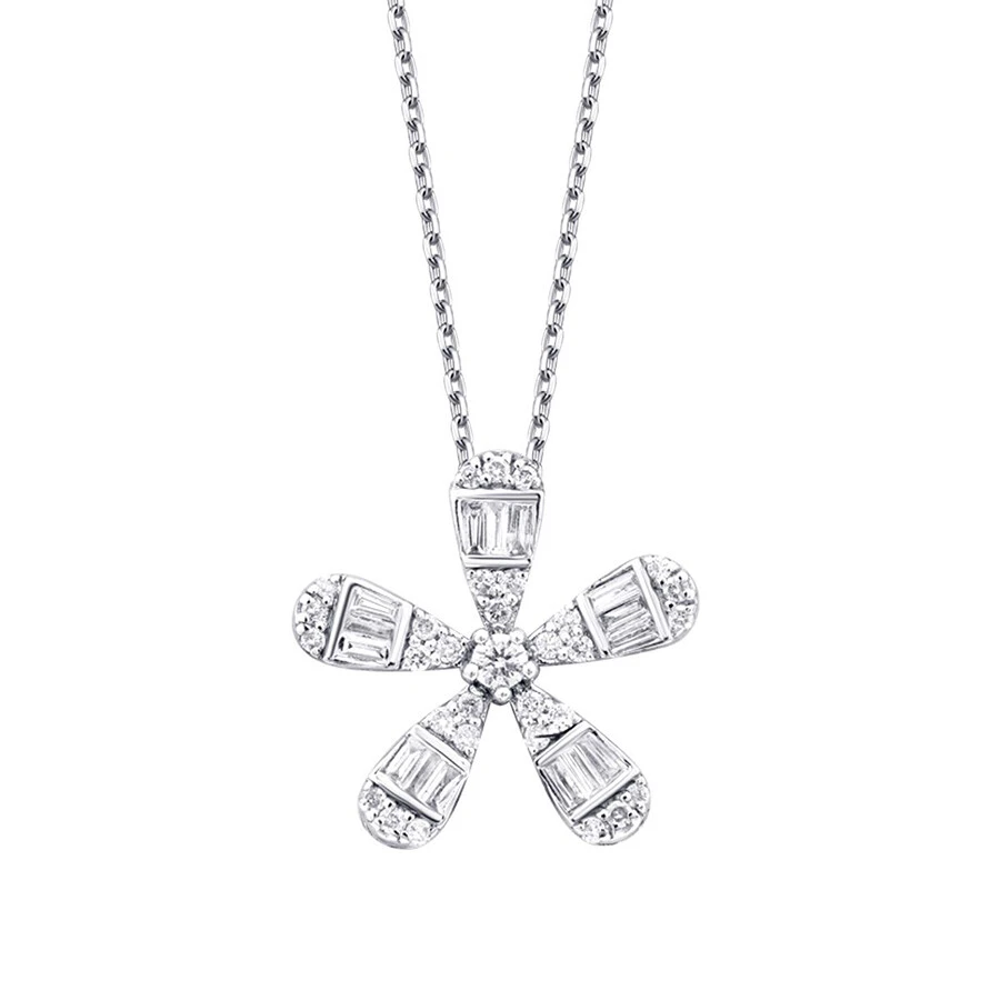 0.96 Karat Pırlanta Baget Çiçek Set - 2