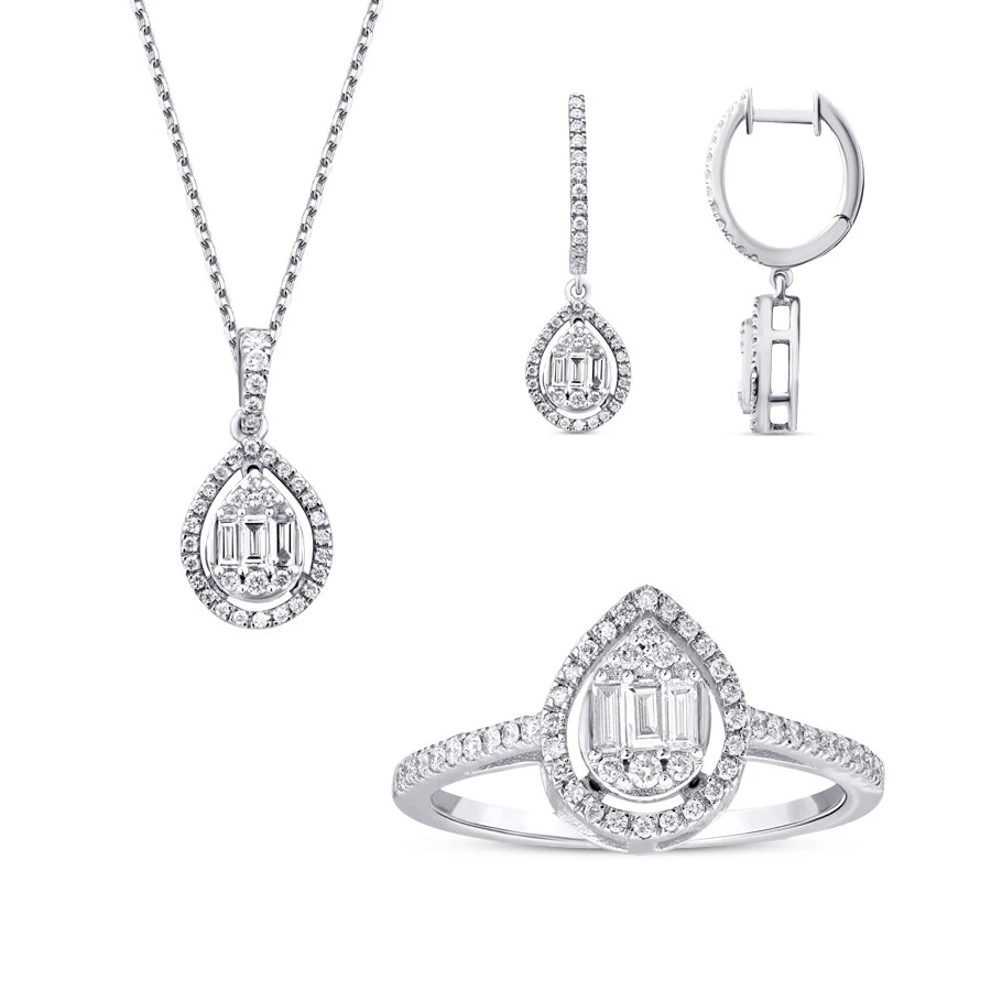 0.85 Karat Pırlanta Damla Baget Set - 1