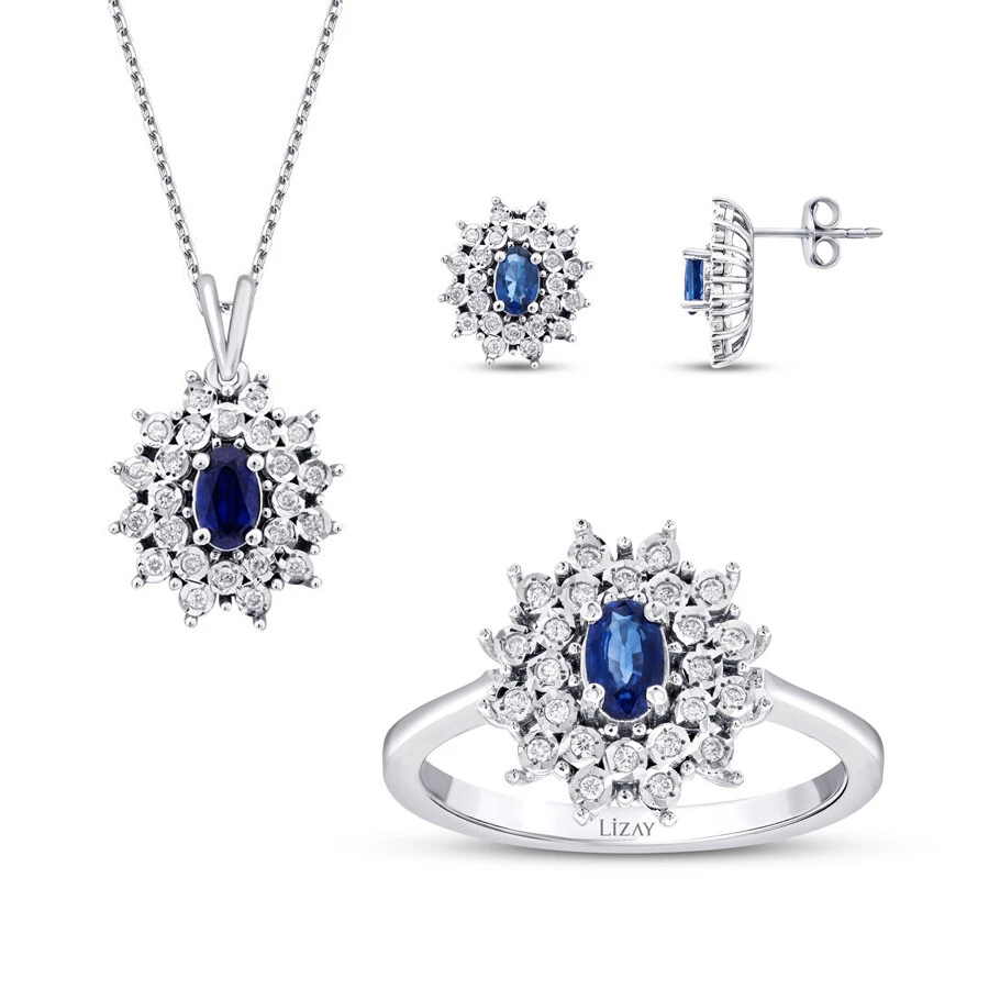 1.73 Karat Pırlanta Safir Set