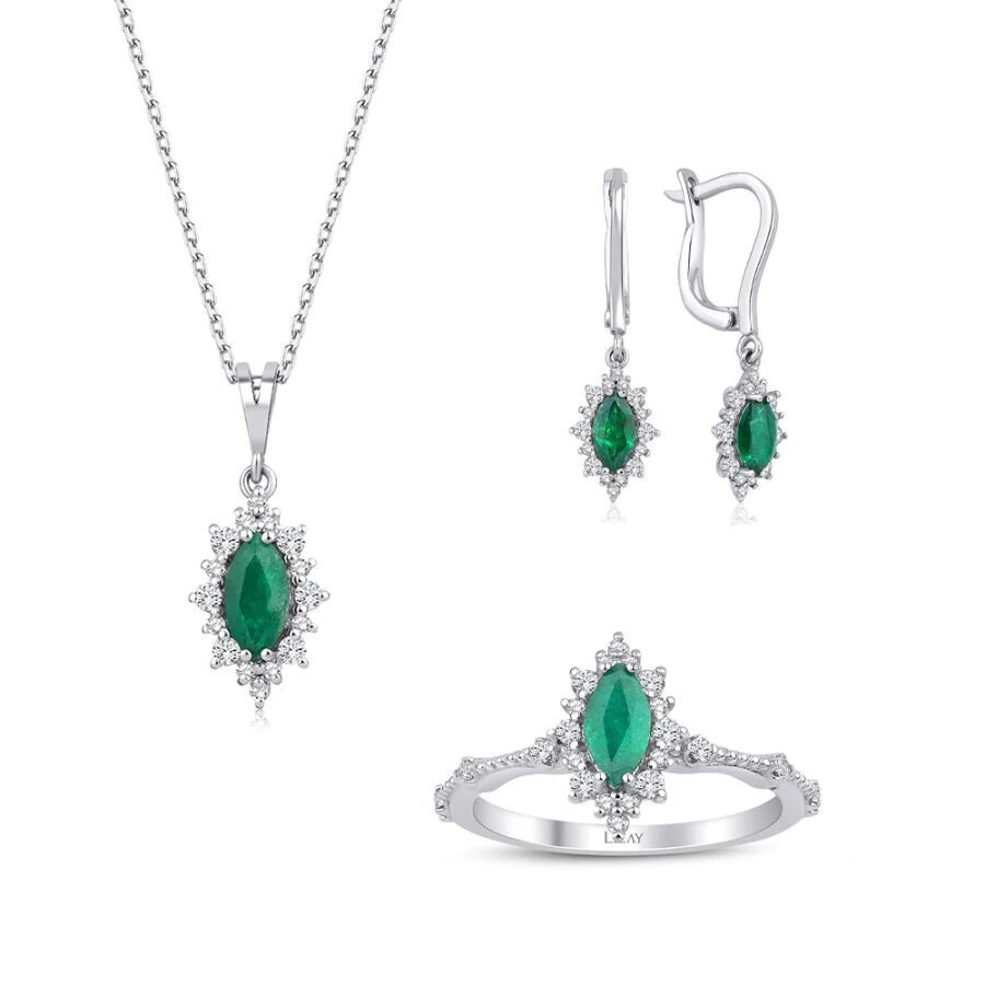 2.04 Karat Pırlanta Zümrüt Set - 1