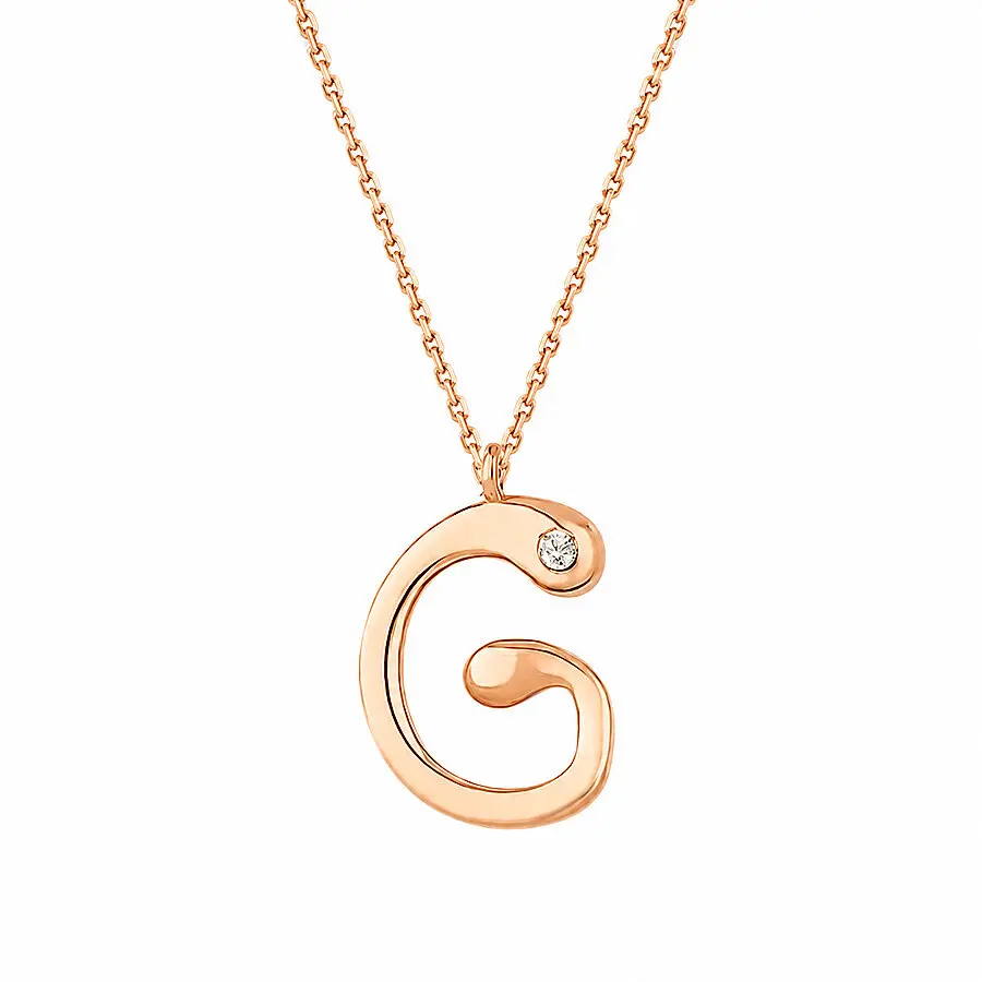 0.02 Karat Pırlanta G Harf Kolye - 6