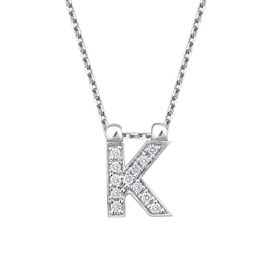 0.06 Karat Pırlanta K Harf Kolye - 2