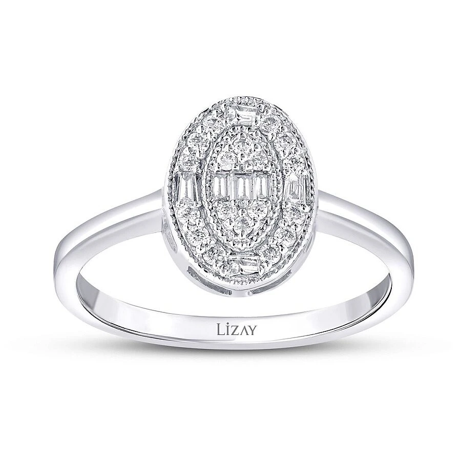 0.19 Karat Pırlanta Oval Baget Trend Yüzük - 1