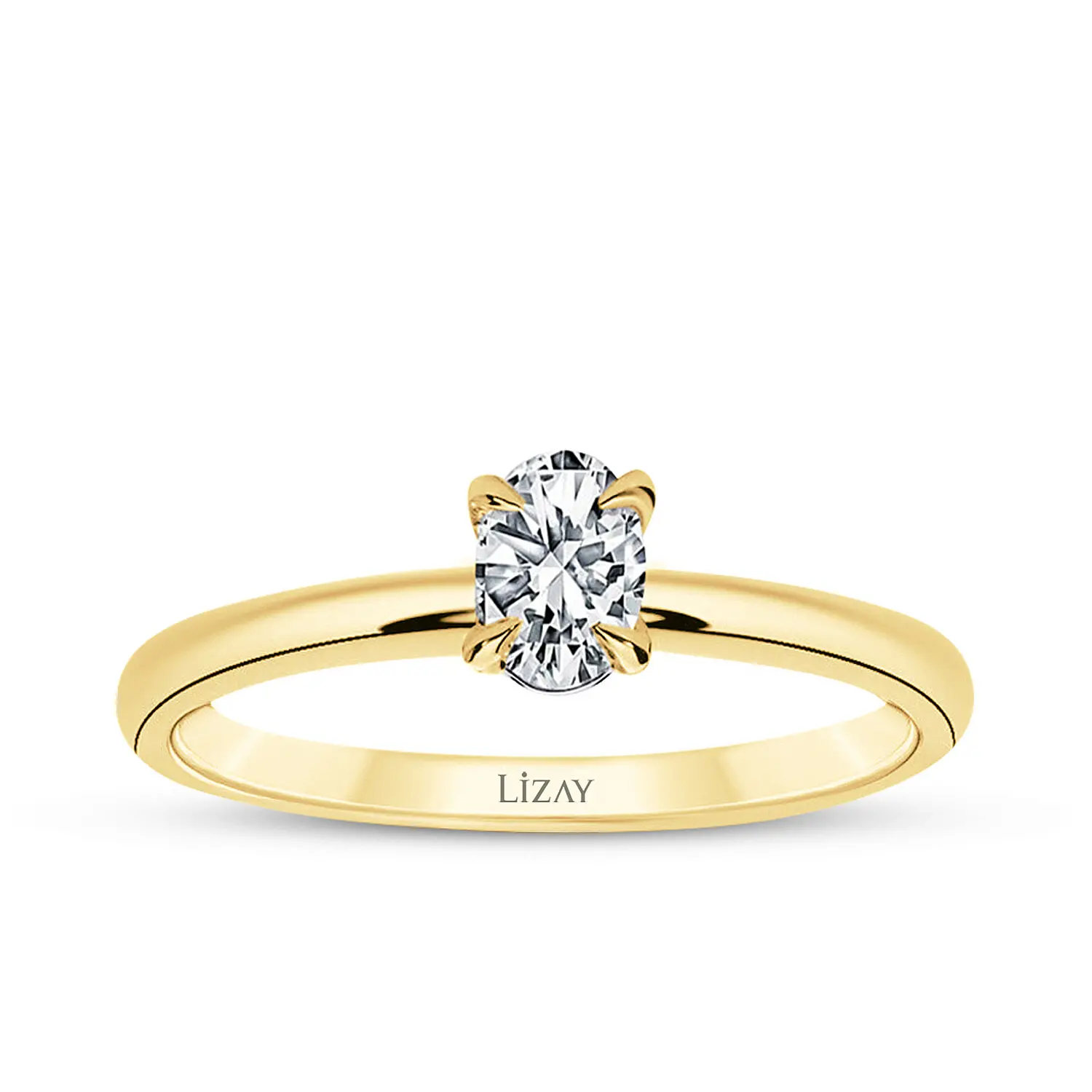 0.30 Karat Pırlanta Oval Tektaş Yüzük - 1