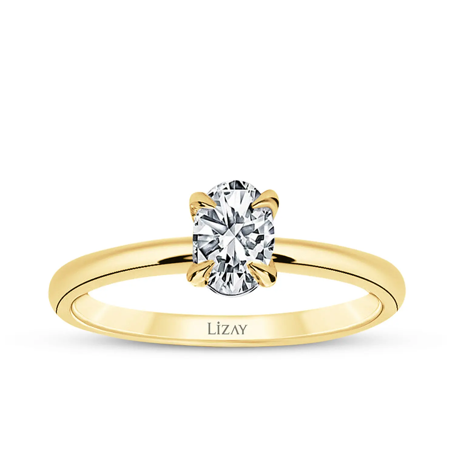 0.50 Karat Pırlanta Oval Tektaş Yüzük - 1