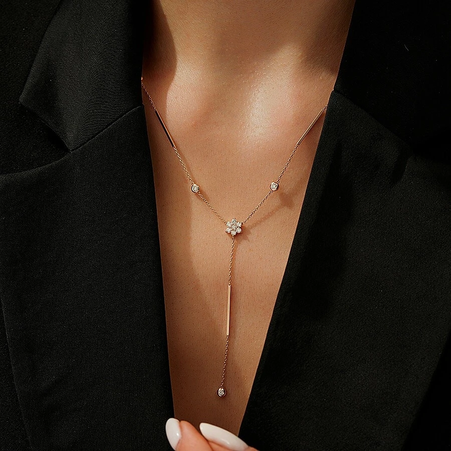 0.53 Karat Pırlanta Sarkan Detaylı Trend Kolye - 3