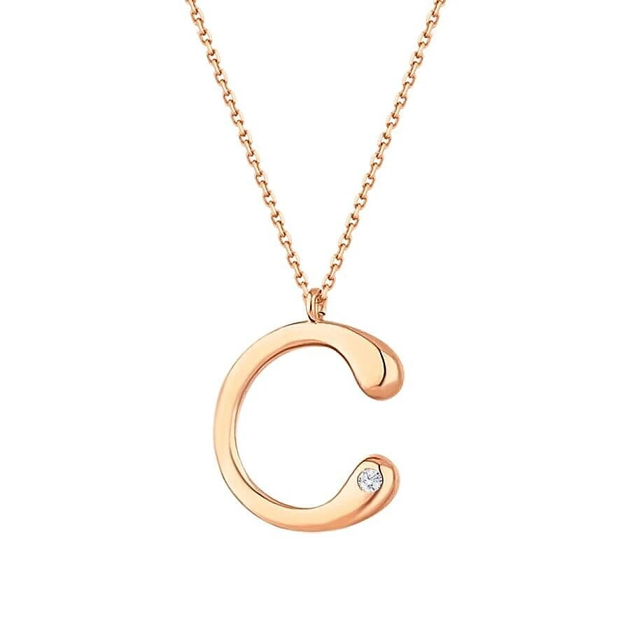 0.02 Karat Pırlanta C Harf Kolye - 4