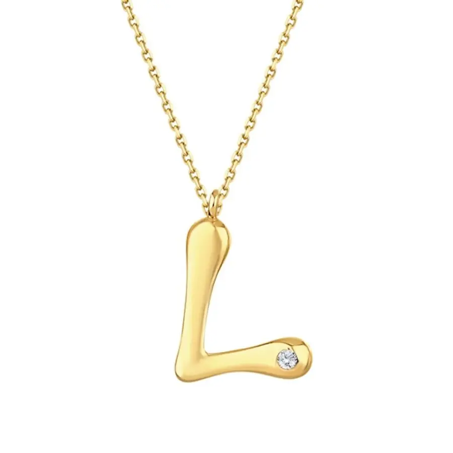 0,02 Karat Pırlanta L Harf Kolye G SI 14 Ayar - 2