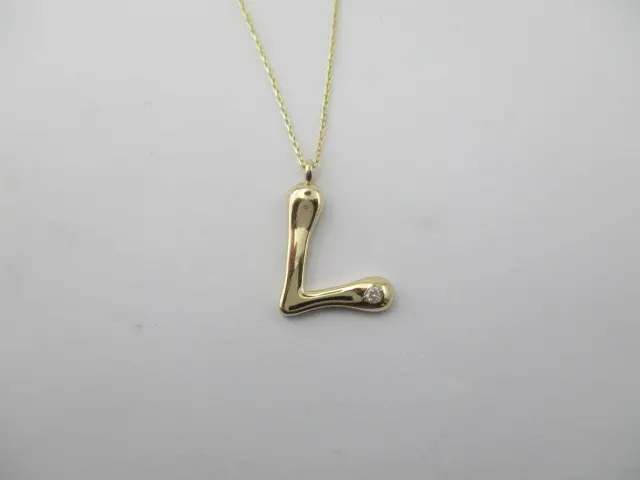 0,02 Karat Pırlanta L Harf Kolye G SI 8 Ayar - 7