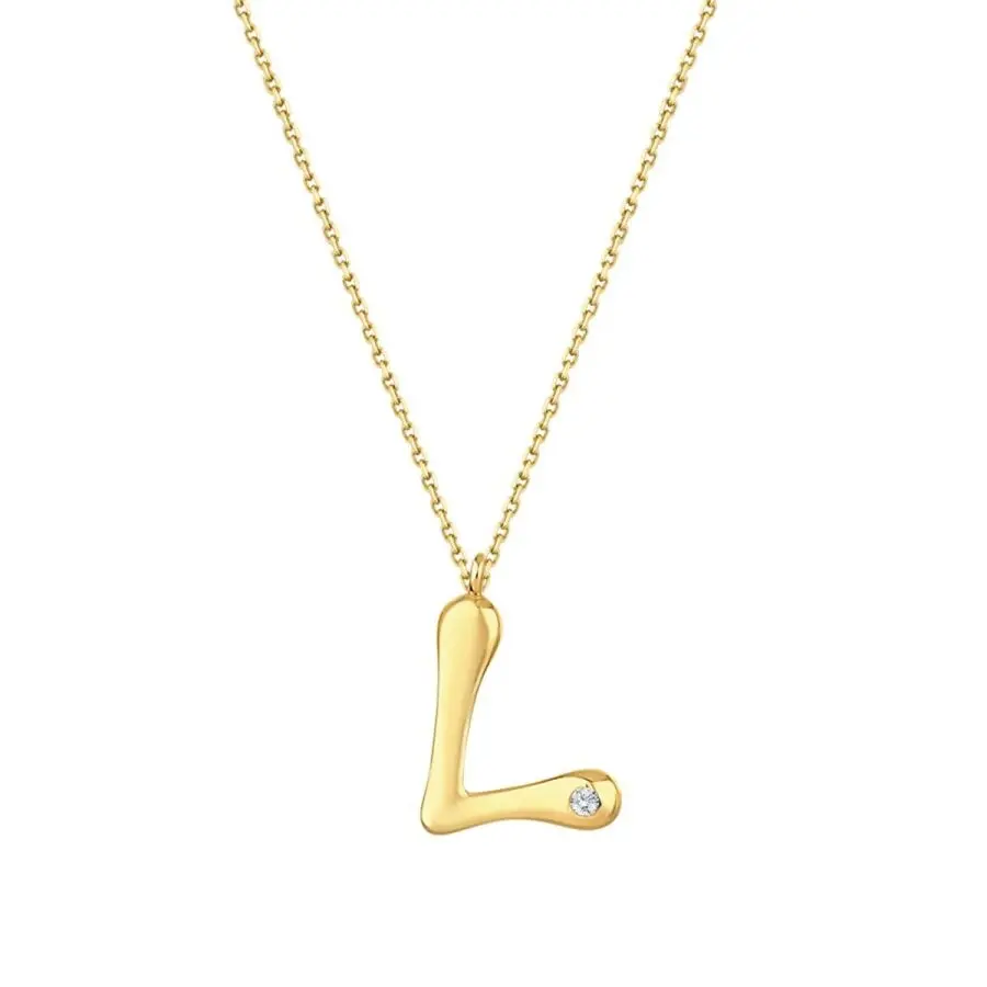 0,02 Karat Pırlanta L Harf Kolye G SI 8 Ayar - 1