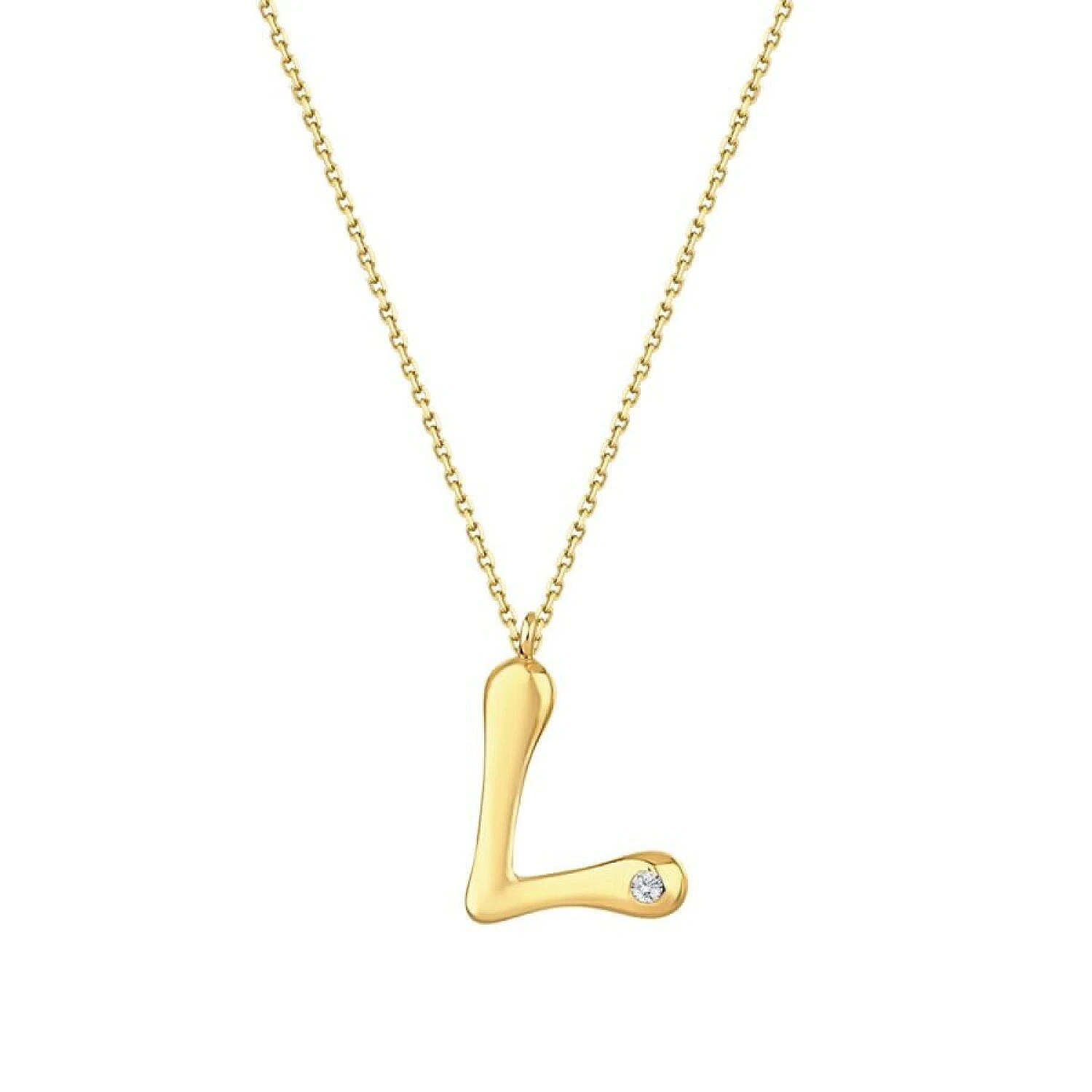 0.02 Karat Pırlanta L Harf Kolye - 1