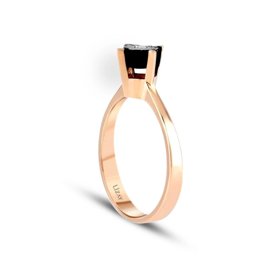 0.02 Karat Pırlanta Tektaş Rose Yüzük - 2