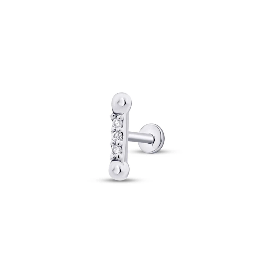 0.02 Karat Pırlanta Üç Taşlı Tragus Piercing - 2
