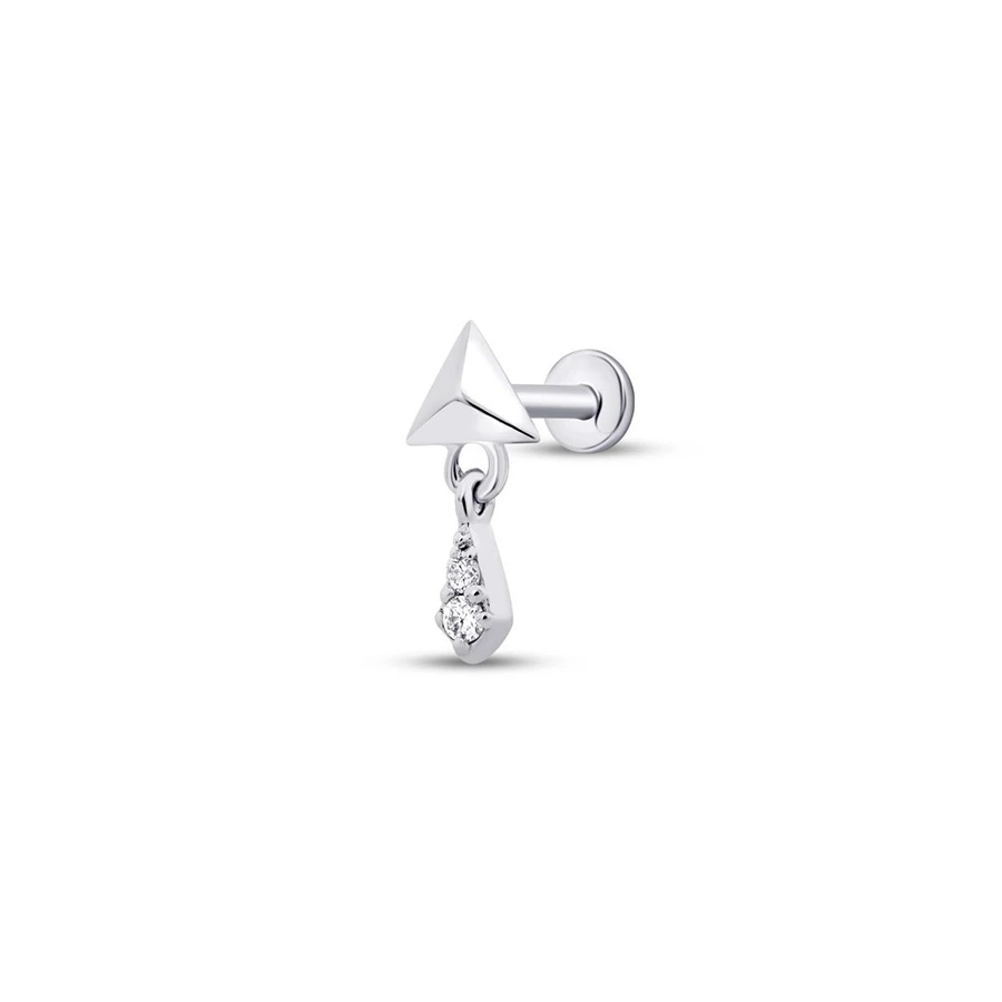 0.02 Karat Pırlanta Üçgen Sallantılı Tragus Piercing - 2