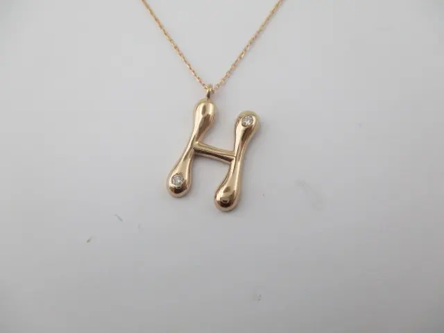 0,04 Karat Pırlanta H Harf Kolye G SI 14 Ayar - 7