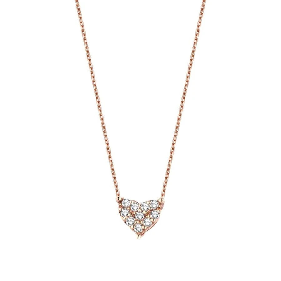 0.10 Karat Pırlanta Rose Kalp Kolye - 1