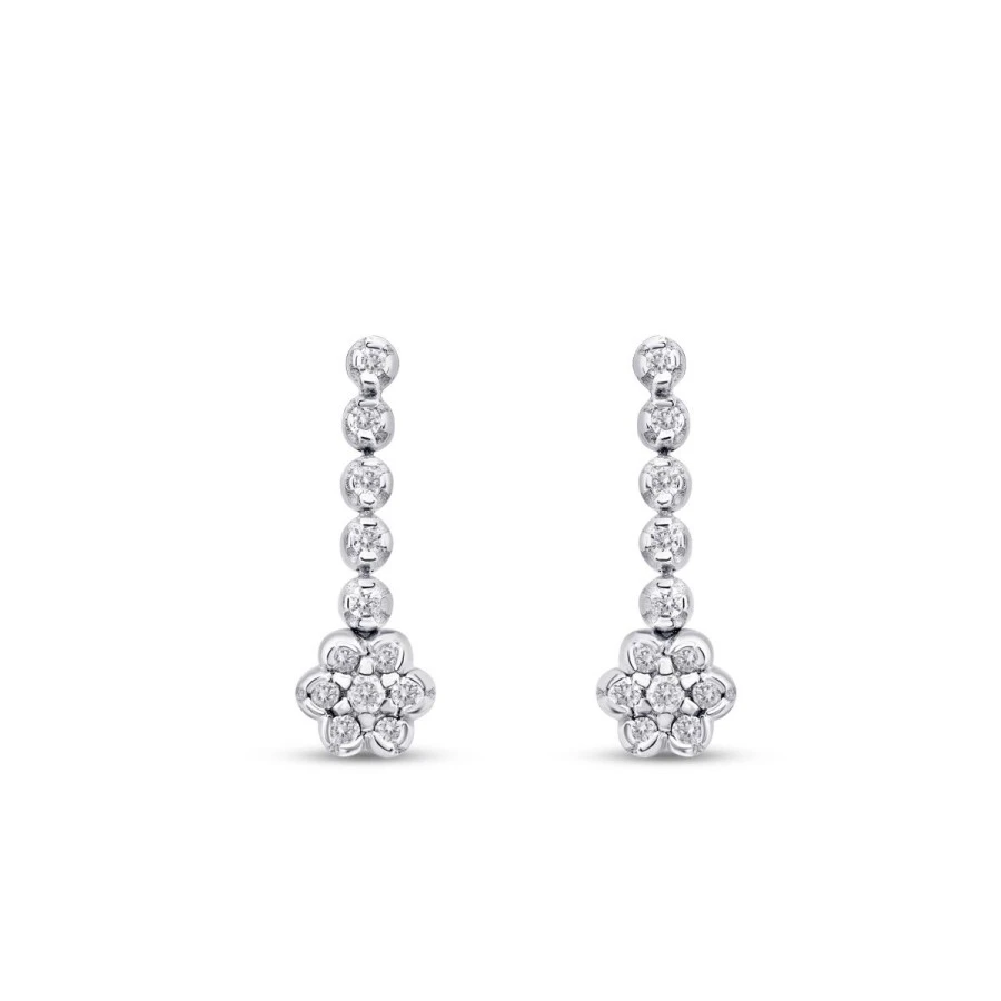 0.17 Karat Pırlanta Çiçek Trend Küpe - 2
