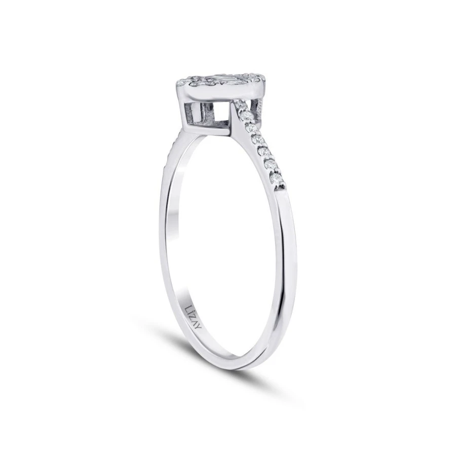 0.19 Karat Pırlanta Oval Baget Yüzük - 2