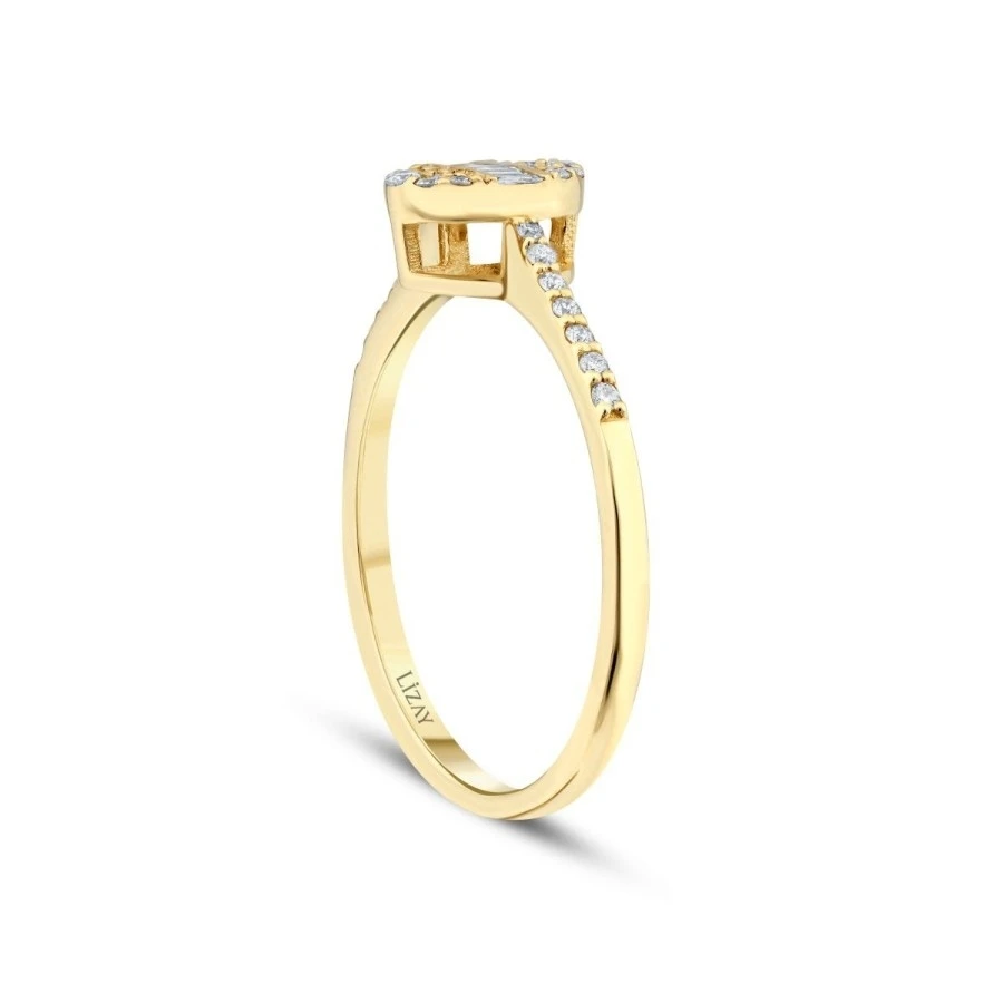 0.19 Karat Pırlanta Oval Baget Yüzük - 2