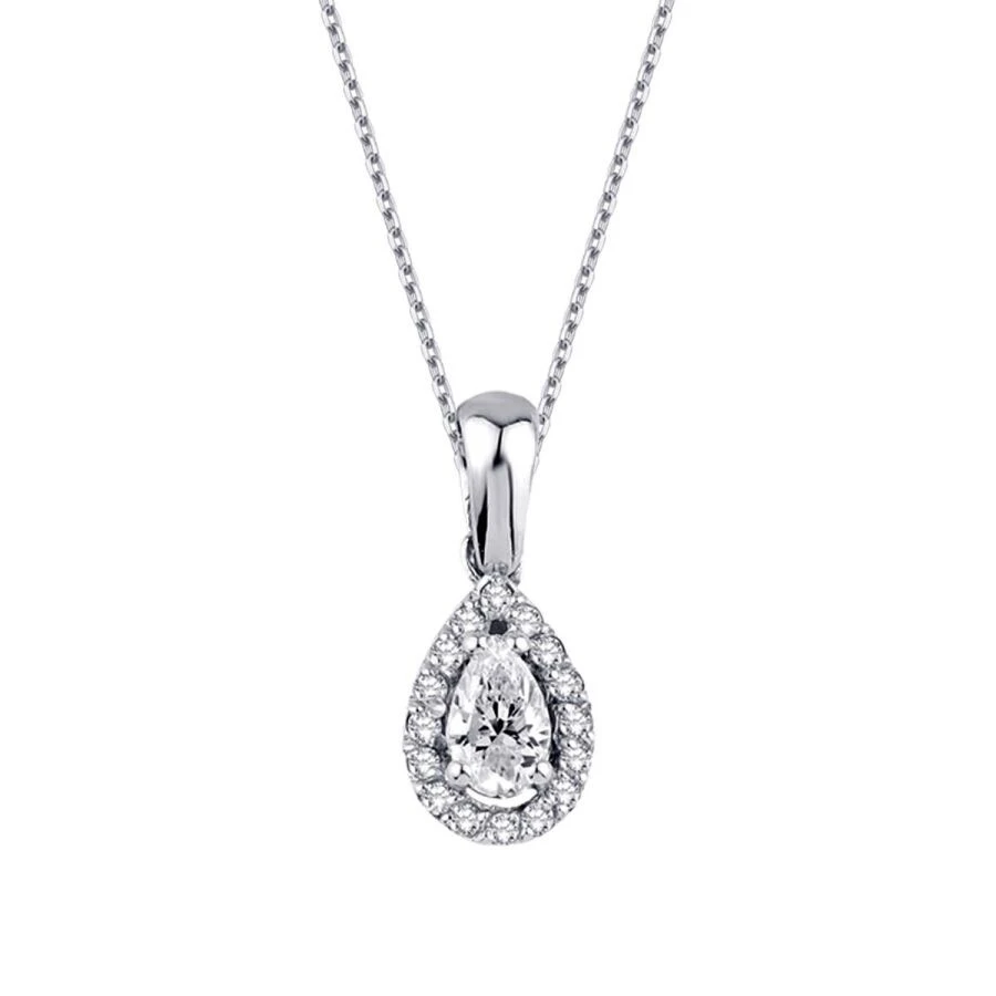 0.22 Karat Elmas Pırlantalı Damla Kolye - 2